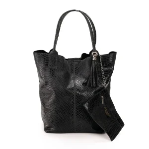 BORSA IN PELLE NERA GENUINE LEATHER