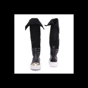 STIVALE CESARE PACIOTTI 4US IN PELLE E CAMOSCIO DI COLORE NERO CON PUNTA COLORE ORO